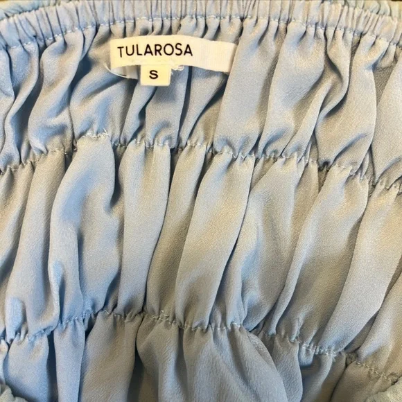 TULAROSA Natalie Mini Skirt in Baby Blue Revolve Smocked Waist Pull On SMALL - Picture 8 of 12